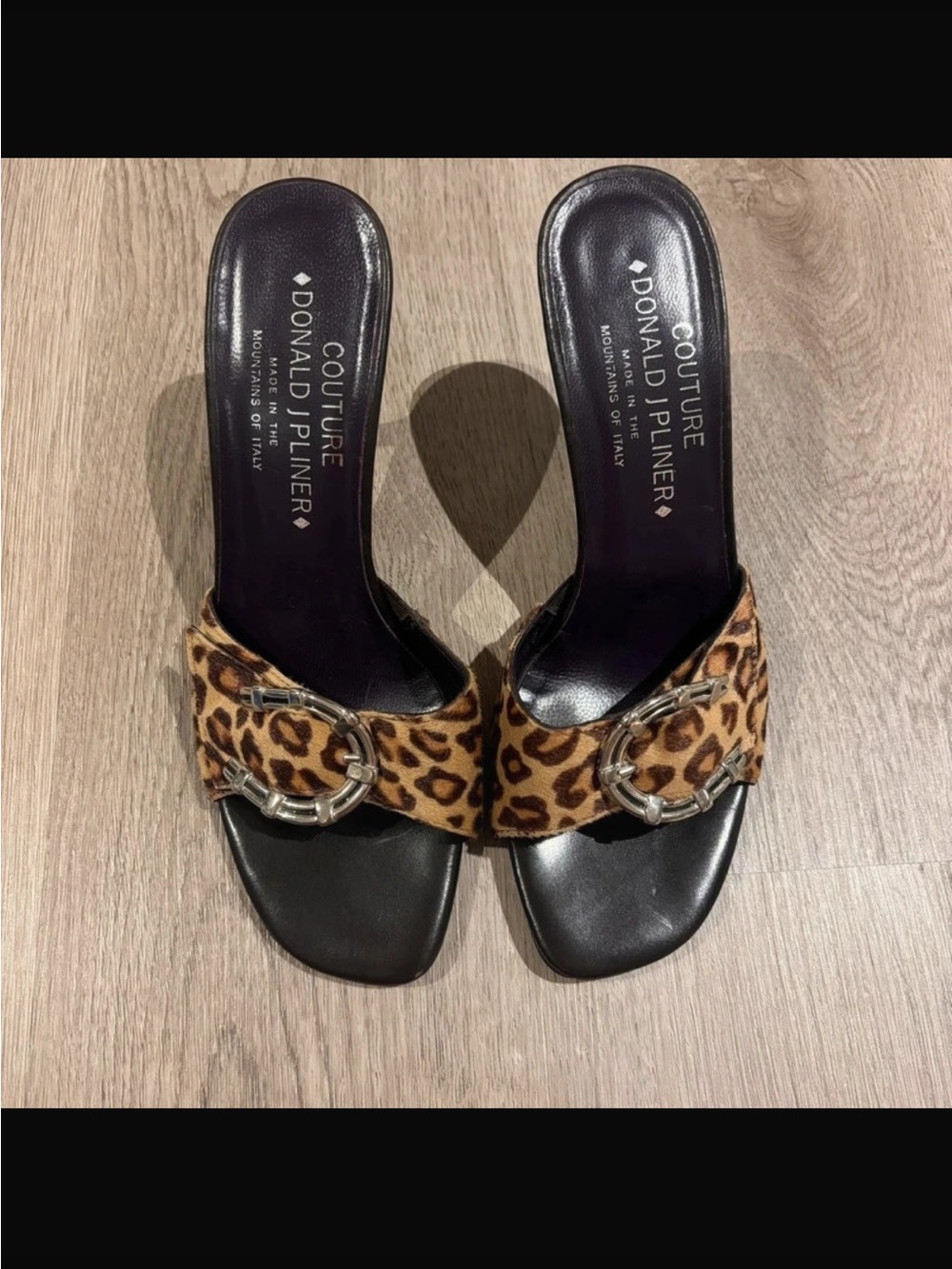Donald j. Pliner vintage y2k mcbling cheetah buckle kitten heels - Picture 3 of 10